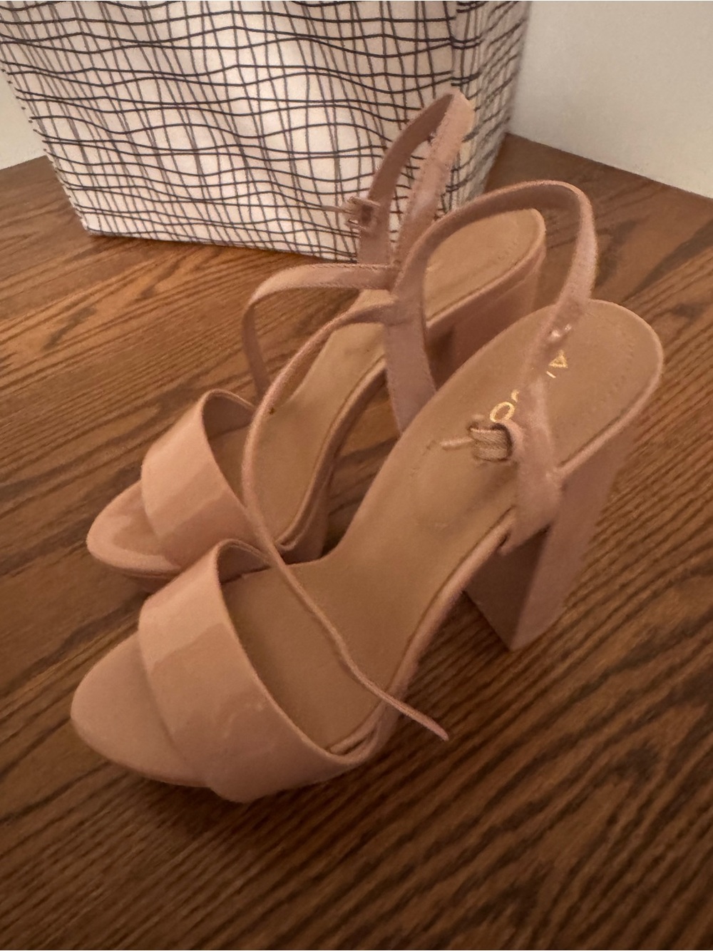 Aldo Blush Block Heel Slingback Sandals
